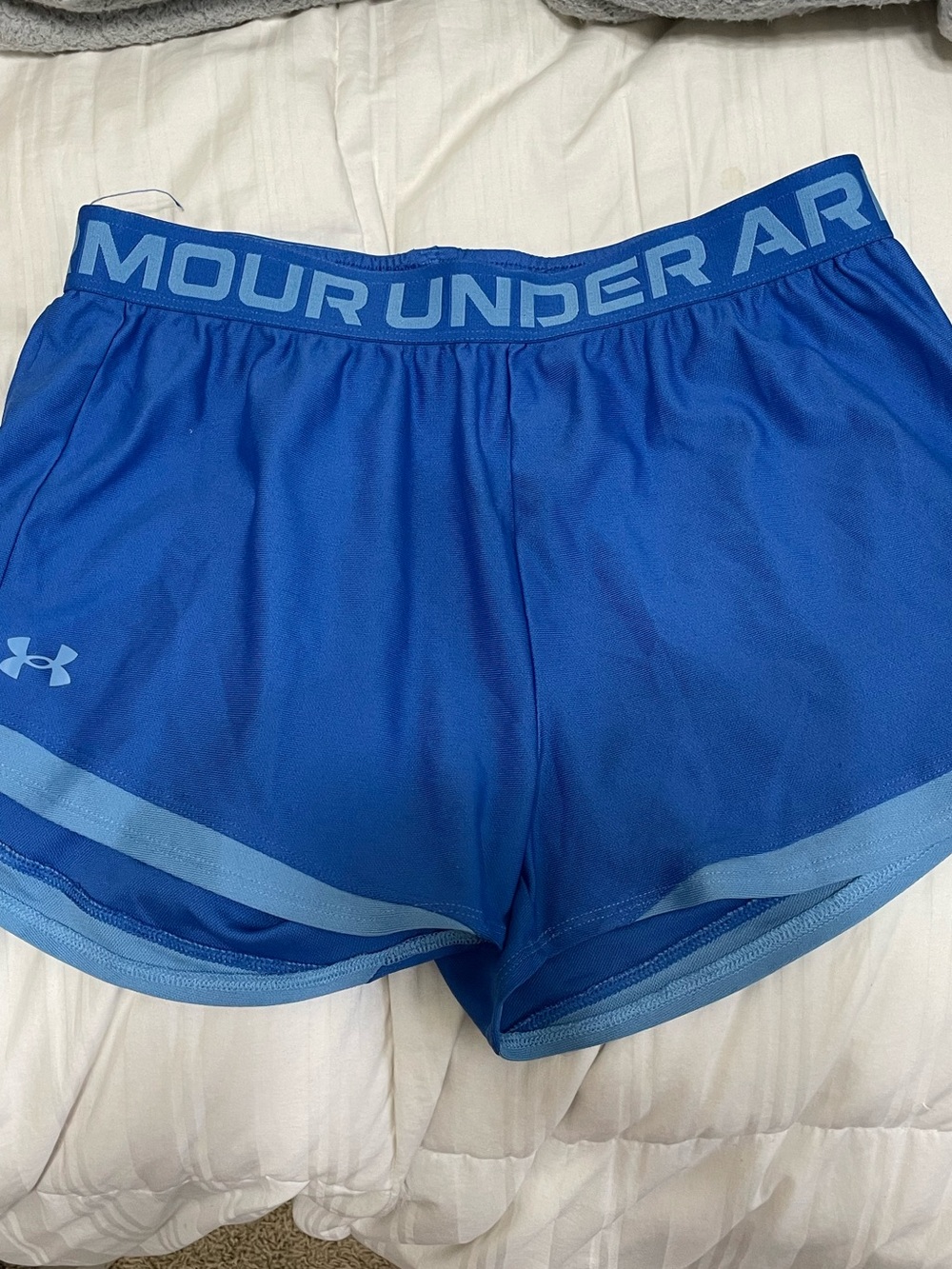 Under Armour Women's Royal Blue Athletic Shorts with Light Blue Trim